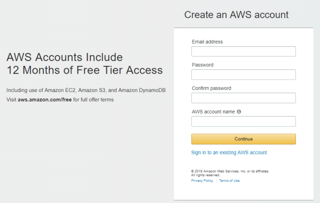 Create a Free AWS account for one year